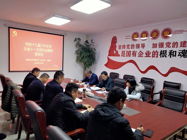 徽鹽地產(chǎn)公司總會計(jì)師楊蔚峰到泗縣項(xiàng)目公司宣講十九屆六中全會及省十一次黨代會精神